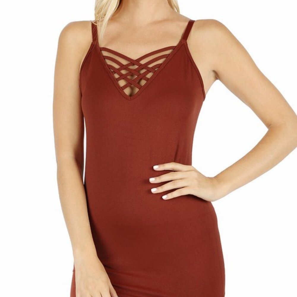 Plus Seamless Lattice Front Cami Dark Rust Size 1X/2X